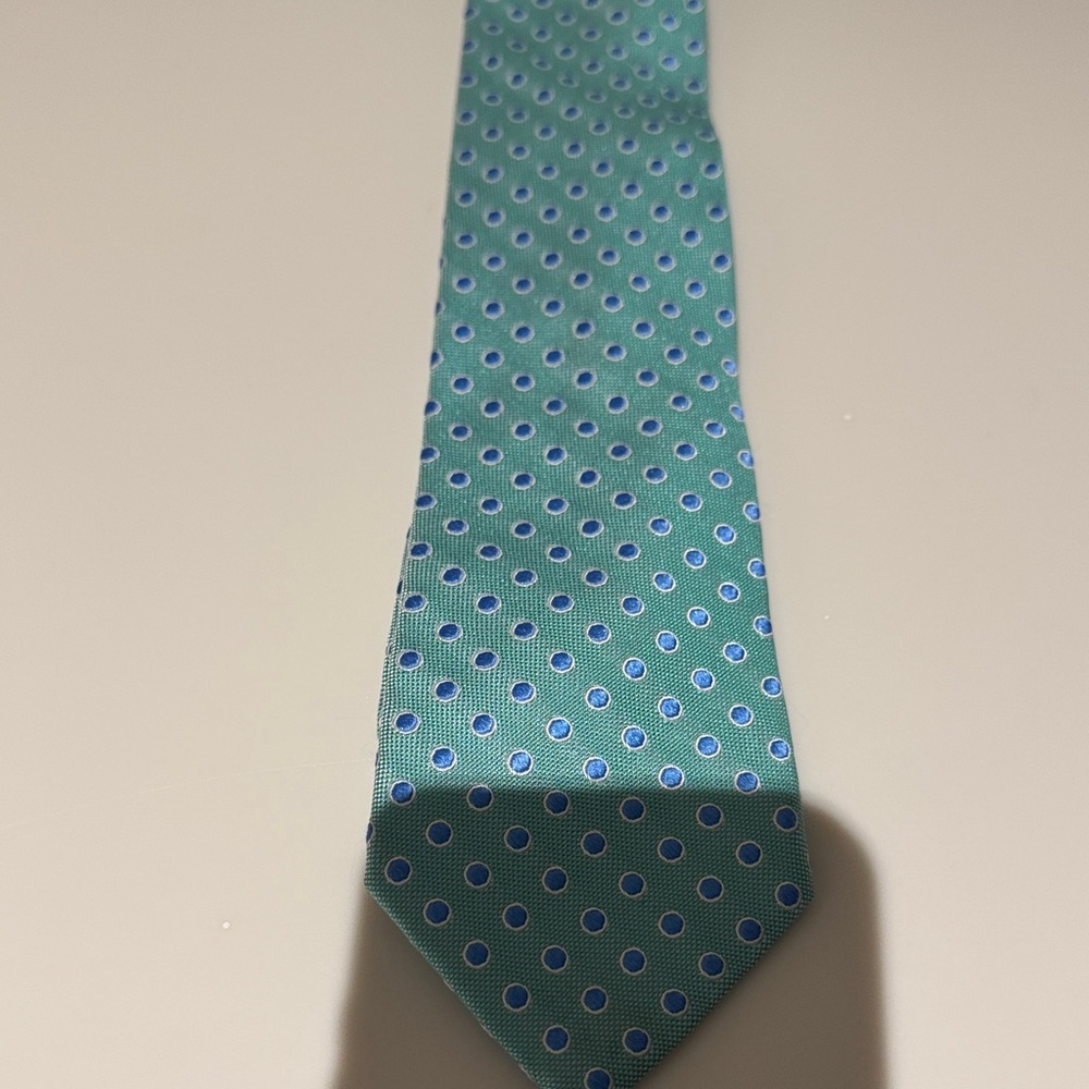 Nautica Green Tie with Blue Dots